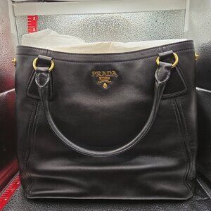 Prada Milano Black soft calf leather tote